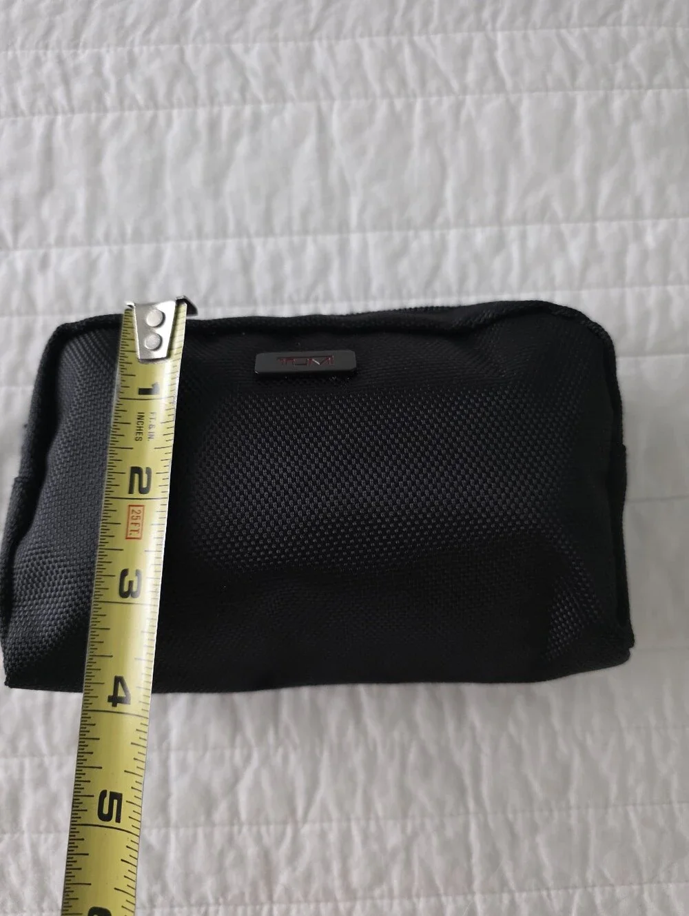 Tumi Black Nylon Small Toiletry Bag with Subtle Red Logo